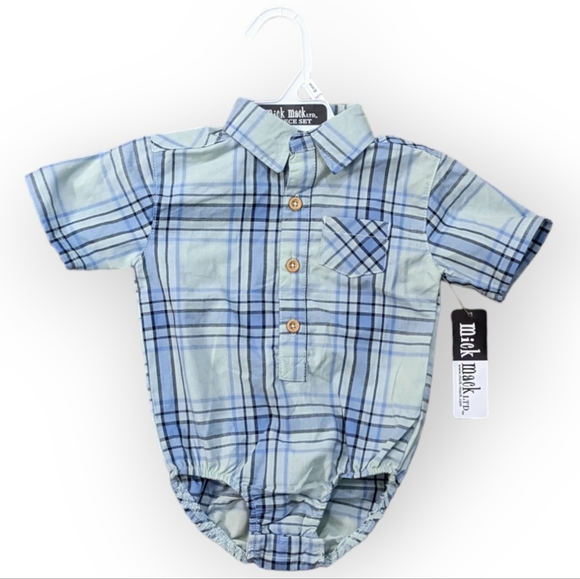 NWT 6-9 Months Mick Mack Button Up Plaid Top and Bottoms - Picture 2 of 4